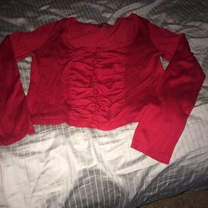 Red cardigan